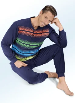 Schlafanzug mit Knopfleiste, Ärmel- und Beinbündchen