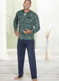 Schlafanzug mit Knopfleiste und offenen Beinabschlüssen