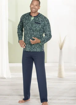 Schlafanzug mit Knopfleiste und offenen Beinabschlüssen