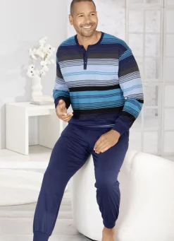 Schlafanzug mit Knopfleiste und Bündchenabschlüssen