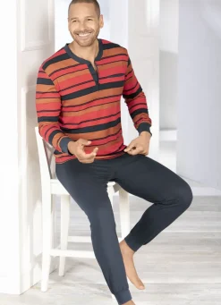 Schlafanzug mit Knopfleiste und Bündchenabschlüssen