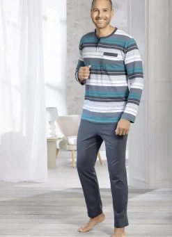 Schlafanzug mit Knopfleiste und offenen Abschlüssen