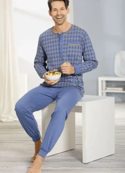 Schlafanzug mit Knopfleiste und Bündchenabschlüssen