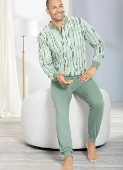 Schlafanzug mit Knopfleiste und Bündchenabschlüssen