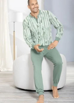 Schlafanzug mit Knopfleiste und Bündchenabschlüssen