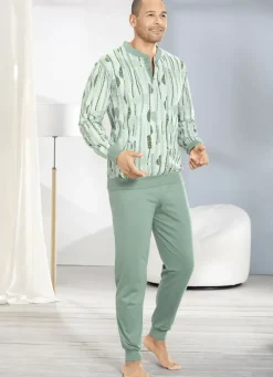 Schlafanzug mit Knopfleiste und Bündchenabschlüssen