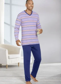 Schlafanzug mit V-Ausschnitt und offenen Beinabschlüssen