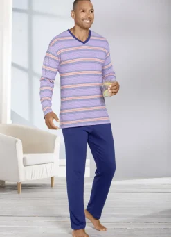 Schlafanzug mit V-Ausschnitt und offenen Beinabschlüssen
