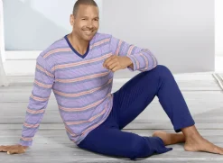 Schlafanzug mit V-Ausschnitt und offenen Beinabschlüssen