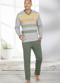 Schlafanzug mit V-Ausschnitt und offenen Beinabschlüssen