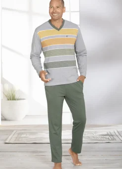 Schlafanzug mit V-Ausschnitt und offenen Beinabschlüssen