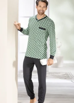 Schlafanzug mit V-Ausschnitt und Bündchenabschlüssen