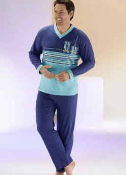 Schlafanzug mit V-Ausschnitt und Ringeldessin