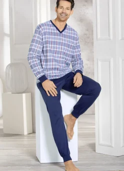 Schlafanzug mit V-Ausschnitt und Bündchenabschlüssen