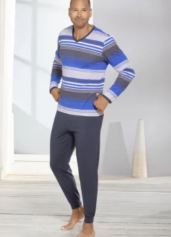 Schlafanzug mit V-Ausschnitt und Bündchenabschlüssen