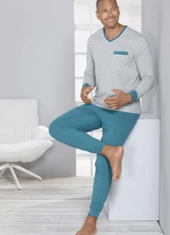 Schlafanzug mit V-Ausschnitt und Bündchenabschlüssen