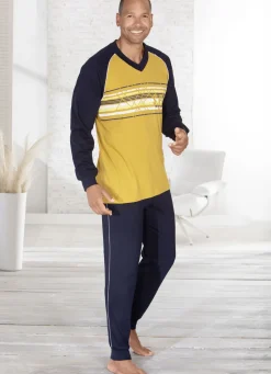 Schlafanzug mit V-Ausschnitt und Bündchenabschlüssen