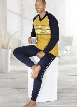 Schlafanzug mit V-Ausschnitt und Bündchenabschlüssen