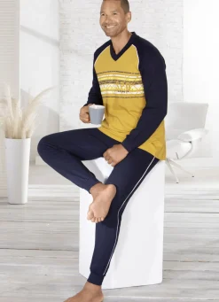 Schlafanzug mit V-Ausschnitt und Bündchenabschlüssen