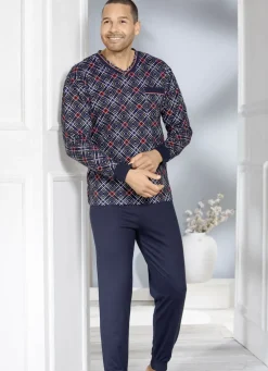 Schlafanzug mit V-Ausschnitt und Bündchenabschlüssen