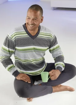 Schlafanzug mit V-Ausschnitt und Bündchenabschlüssen