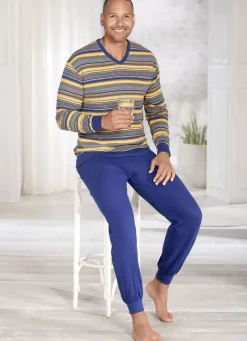 Schlafanzug mit V-Ausschnitt und Bündchenabschlüssen