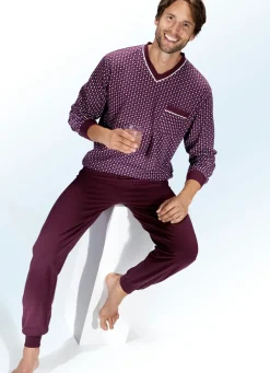 Schlafanzug mit V-Ausschnitt und Bündchenabschlüssen