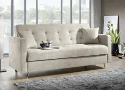 Schlafsofa auf Chromfüßen mit Bettkasten