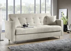Schlafsofa auf Chromfüßen mit Bettkasten