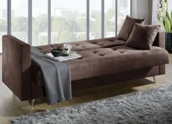 Schlafsofa auf Chromfüßen mit Bettkasten