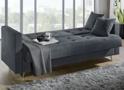 Schlafsofa auf Chromfüßen mit Bettkasten