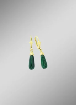 Schlichte Ohrhänger mit echt Malachit