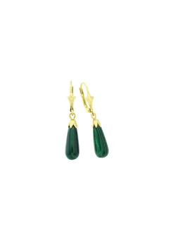 Schlichte Ohrhänger mit echt Malachit