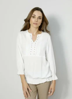 Schlupfbluse mit Rüschen