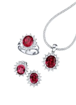 Schmuck-Set, 4-teilig mit Weißgoldauflage