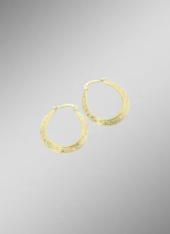 Schöne, glänzende Creolen mit Mäander-Muster