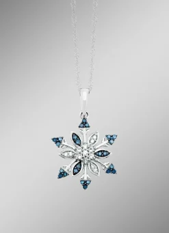 Schneeflocken Anhänger mit weißen und blauen Diamanten