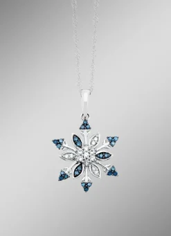 Schneeflocken Anhänger mit weißen und blauen Diamanten