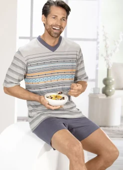 Set: Schlafanzug und Shorty mit V-Ausschnitt