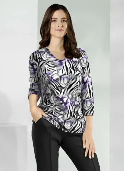 Shirt mit abgerundetem V-Ausschnitt