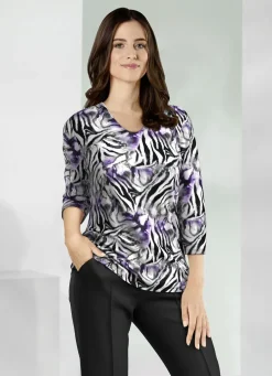 Shirt mit abgerundetem V-Ausschnitt