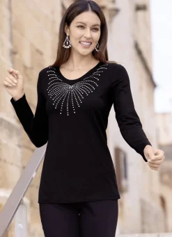 Shirt mit abgerundetem V-Ausschnitt in 4 Farben