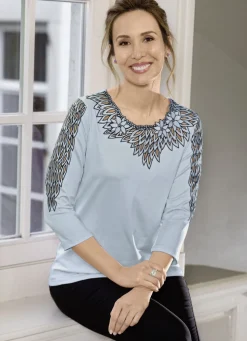 Shirt mit aufwendig bestücktem Tüll in 3 Farben