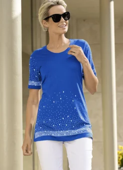 Shirt mit aufwendig gearbeiteter Strasszier in 2 Farben