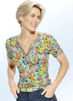 Shirt mit aufwendiger Perlen- und Schmucksteinzier