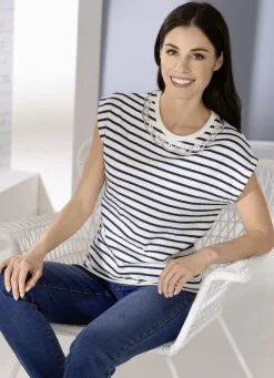 Shirt mit aufwendiger Strass- und Stickereizier