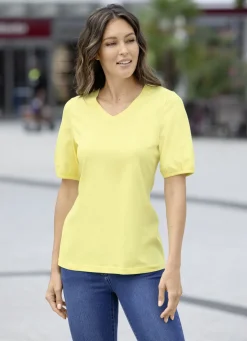 Shirt mit eingefassten, kurzen Ärmeln in 3 Farben