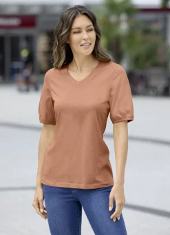 Shirt mit eingefassten, kurzen Ärmeln in 3 Farben