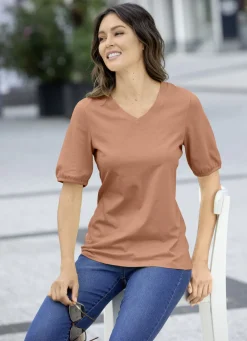 Shirt mit eingefassten, kurzen Ärmeln in 3 Farben