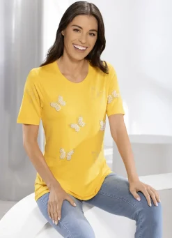 Shirt mit interessanter Perlen- und Strasszier in 2 Farben